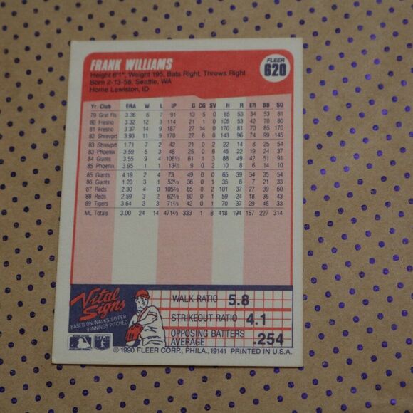 Frank Williams #620 Baseball Card - Picture 2 of 2